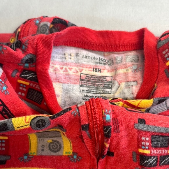 Simple Joys by Carter's - Red Fire Truck Onesie Sleeper - Picture 3 of 4